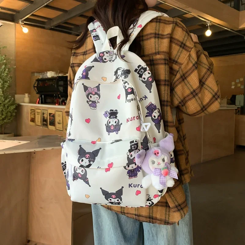 Школьный ранец Sanrio Kuromi, вместительный ученический милый рюкзак Hello Kitty для женщин, сумка для колледжа