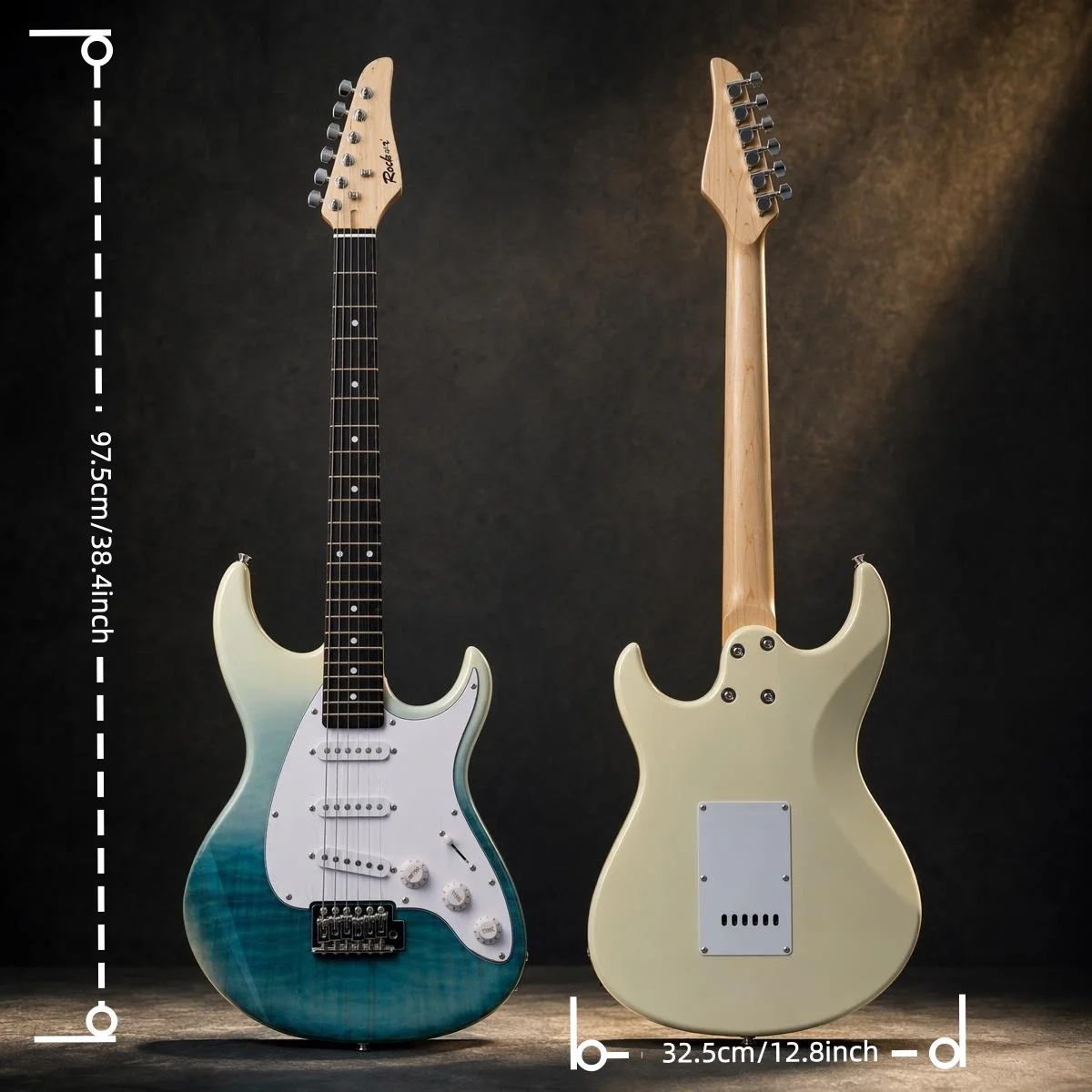 High end electric guitar, lake blue body, redesigned shape, high-end material, suitable for novice practice and professional