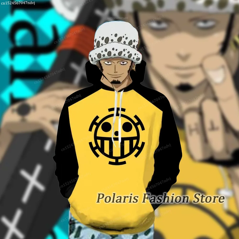 Japanese Anime One Piece Trafalgar D. Water Law Hoodie Cosplay Costume Long Sleeve Sweatshirt Sweater Coat Jackets Luffy