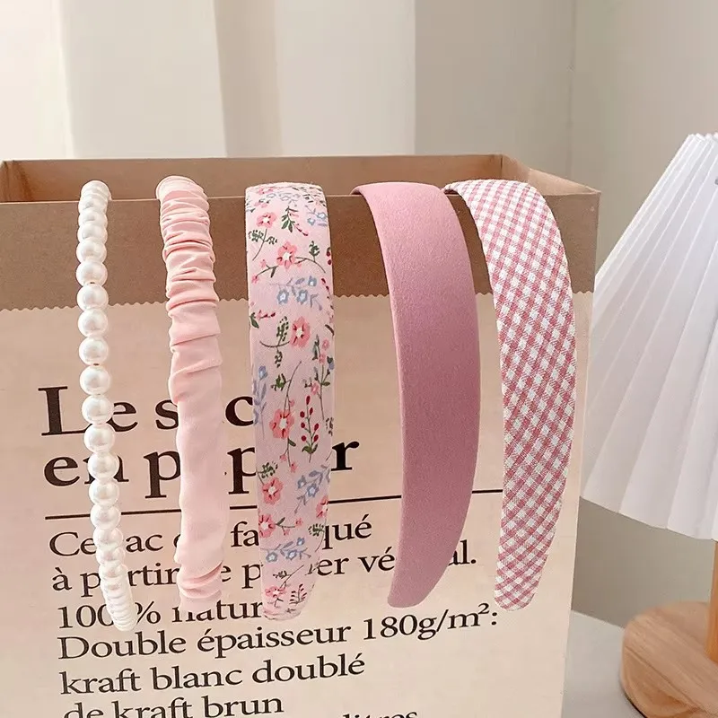 

Набор из 5 лент для волос, повязка на голову с жемчугом во французском стиле ретро, милые и милые заколки для волос, пучки волос, простые аксессуары для волос