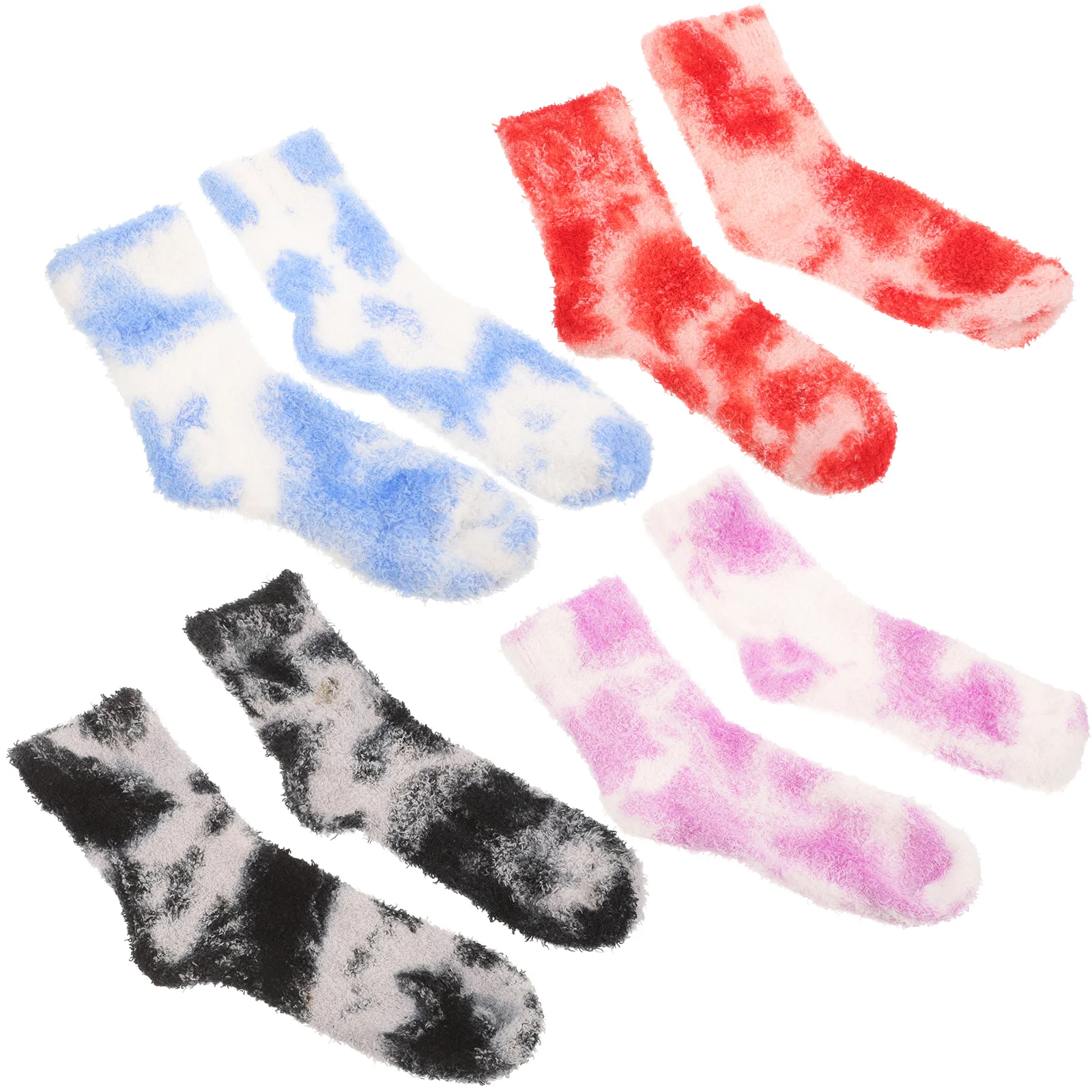 

4Pairs Warm High Ankle Women Fuzzy Socks Coral Fleece Winter Black Red Purple Long Socks Women Men Bulk