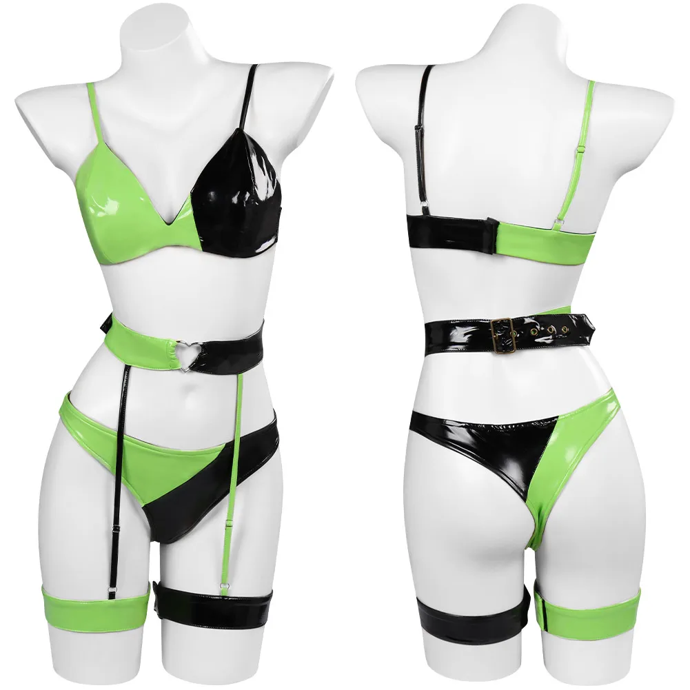 

Shego Cosplay Costume Women Girls Sexy Lingerie Tops Underwear Outfit Fantasia Halloween Carnival Party Roleplay Disguise Suit