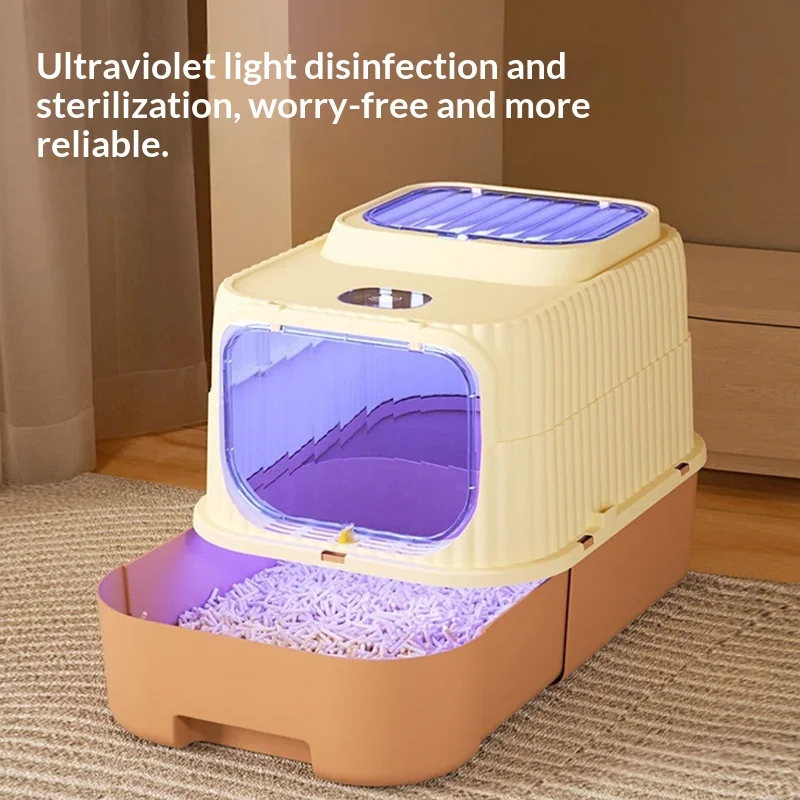 Caja de arena extra grande cerrada para gatos, antideslizante - imagen 4