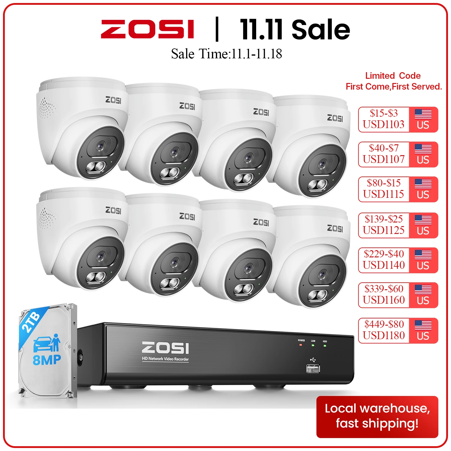 Cctv Nvr System 8 Channel 4K Poe - ZOSI 4K PoE セキュリティカメラシステム。8MP、防水仕様、屋外・屋内用IPカメラ、双方向音声通話機能、8チャンネルCCTV NVR（16チャンネルまで拡張可能）、家庭用ビデオ監視システム。