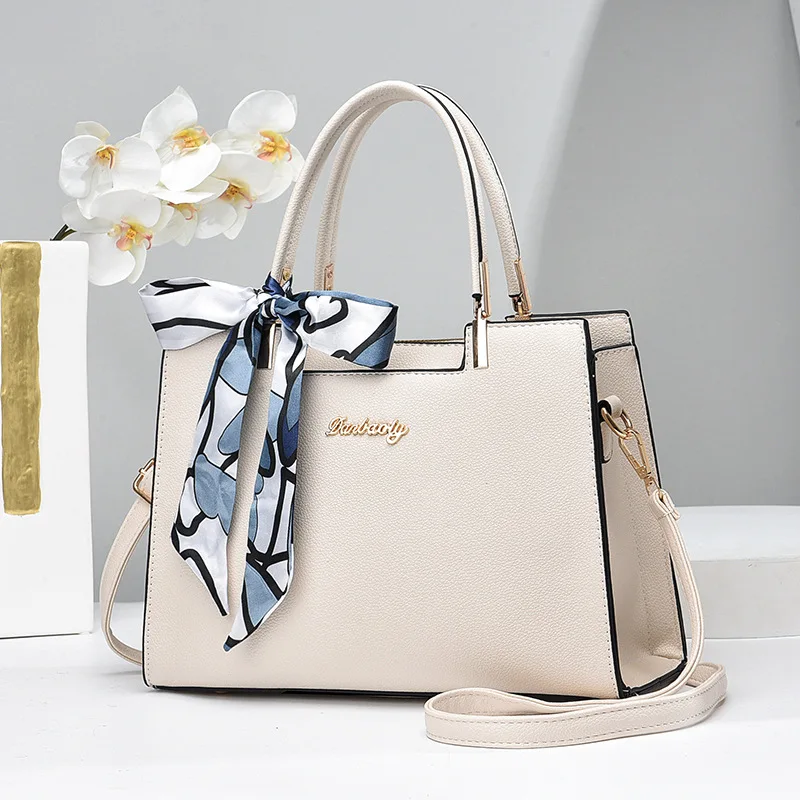 New Elegant Ladies Shoulder Messenger Bag Simple PU Lether Square Bags New Fashion Women Bags Large Capacity Silk Scarf Handbag