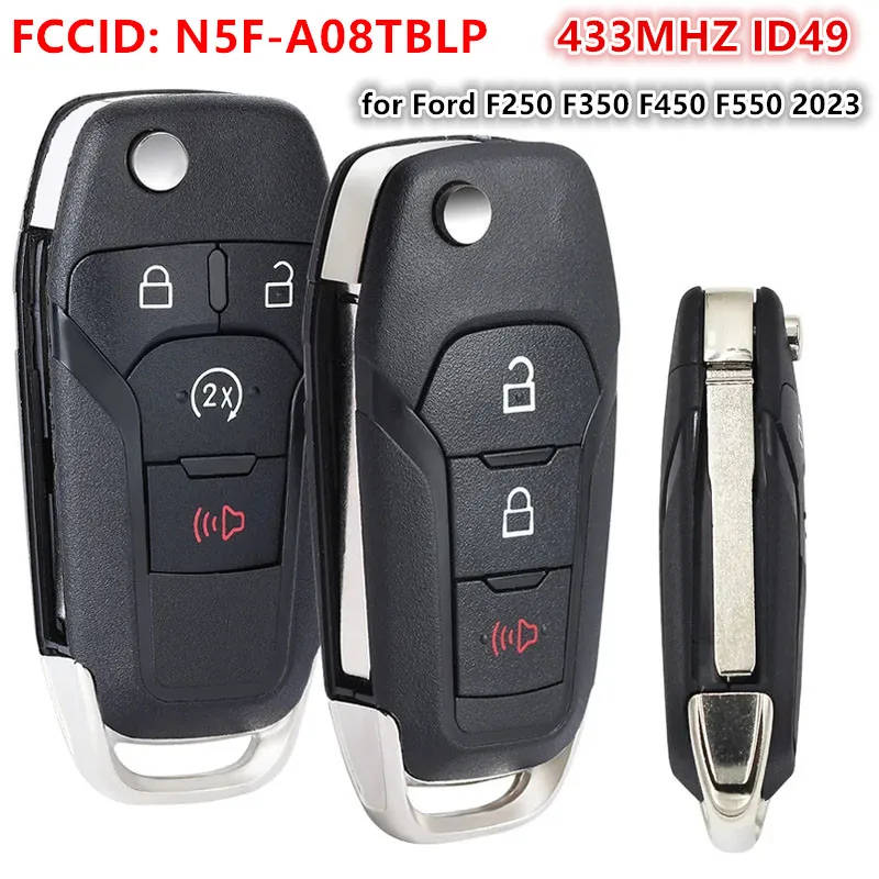 

KEYECU Replacement Flip Remote Transmitter Key fob 3/4 Buttons 433MHZ ID49 for Ford F250 F350 F450 F550 2023 2024FCC:N5F-A08TBLP