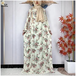 New Muslim Long Sleeves Abaya For Women Ramadan Prayer Garment Dubai Turkey Femme Robe Cotton Loose African Dress Turban Joint