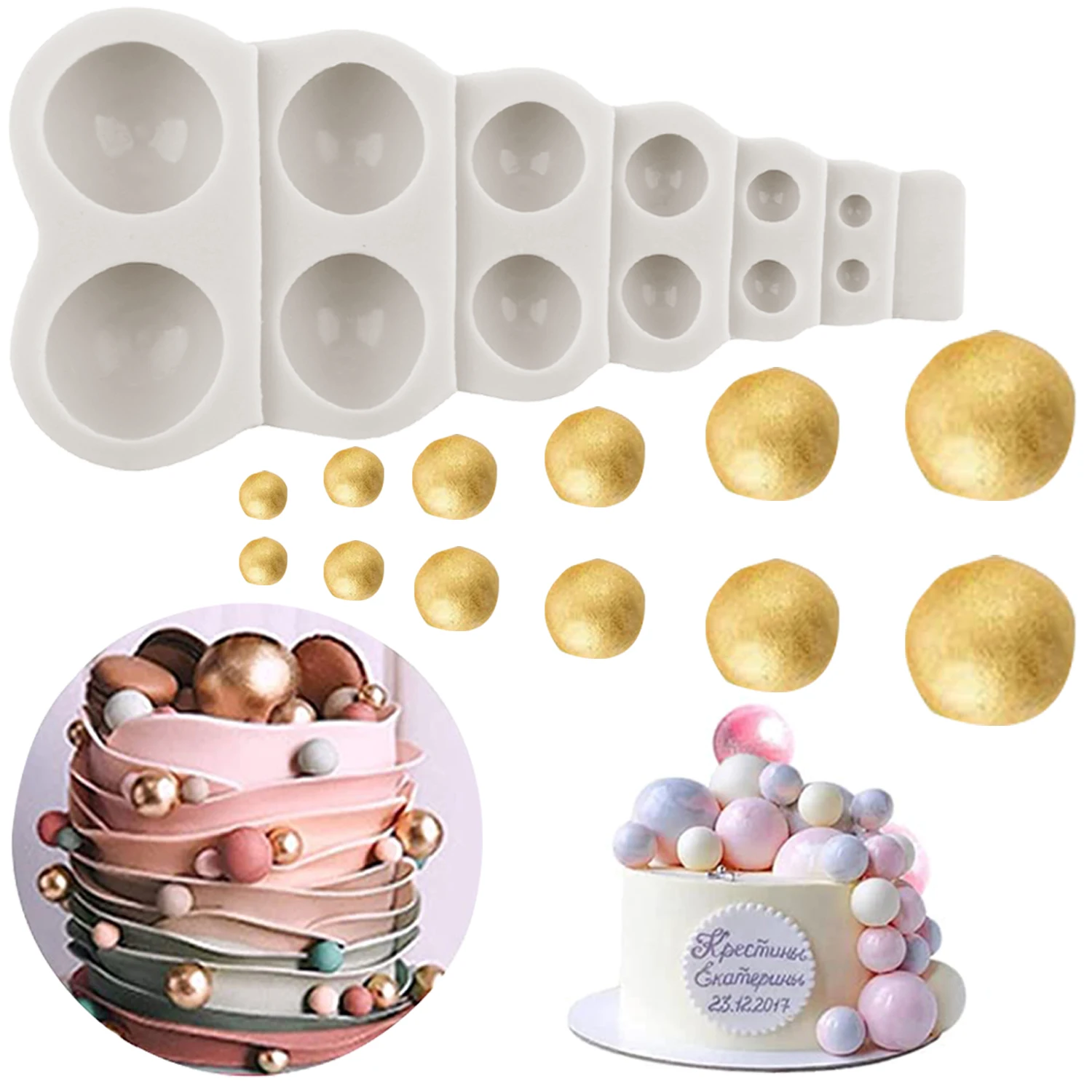 Hemisphere Pearl Ball Silicone Mould Fondant Cake Decorating Tools Chocolate Making Cake Border Mold Candy Clay Resin Moulds