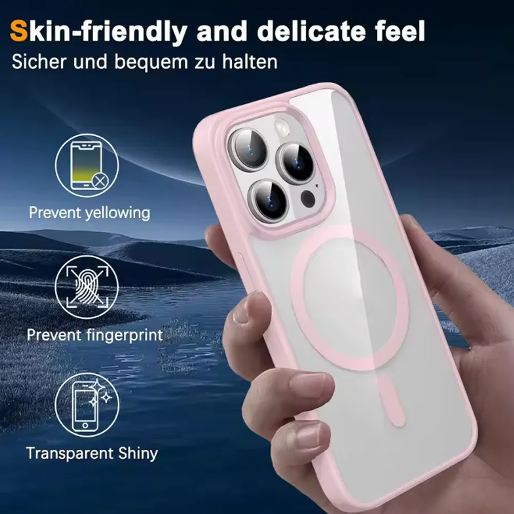 Luksusowe etui magnetyczne w kolorze makaroników do iPhone'a 17 Pro 16 15 14 Plus 13 12 Mini 11 Pro Max z obsługą ładowania bezprzewodowego. — zdjęcie 5
