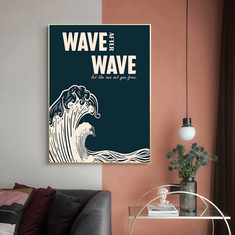 Abstract Woman Diver Canvas Painting Vintage Maritime Surfing Beach Poster Swimming Pool Wall Art Picture for Room Home Decor