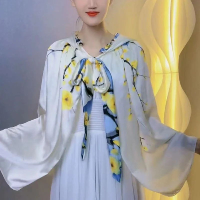 Spring Summer Flower Printed Chiffon Cardigan Women Sunscreen Clothing Casual Loose Shirt Elegant Women Blouses