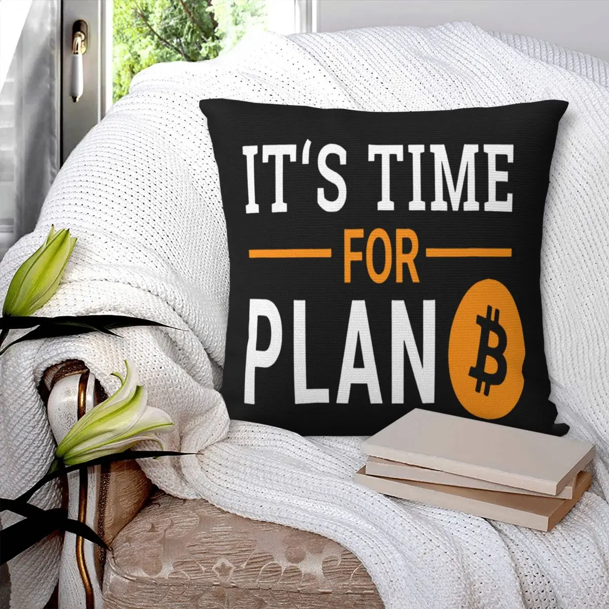 Its Time For Plan B Bitcoin Pillowcase Cushion Black Pillowcase Throw Pillow Home Decor Accessories Customizable