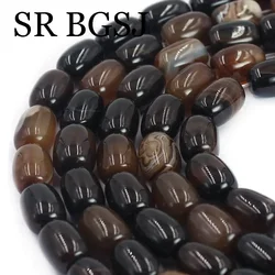 10x14mm Column Brown Agat Onyx Natural Stone Gems Jewelry Design DIY Beads 15