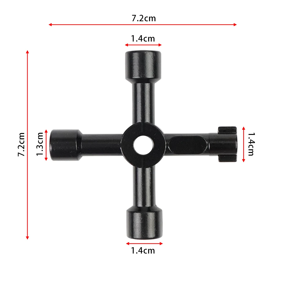 4 Way Cross Triangle Wrench Key Universal Electric Cabinet Keys Utility Key Fit for Faucet, Gas Meter, Valve, Spigots Opening