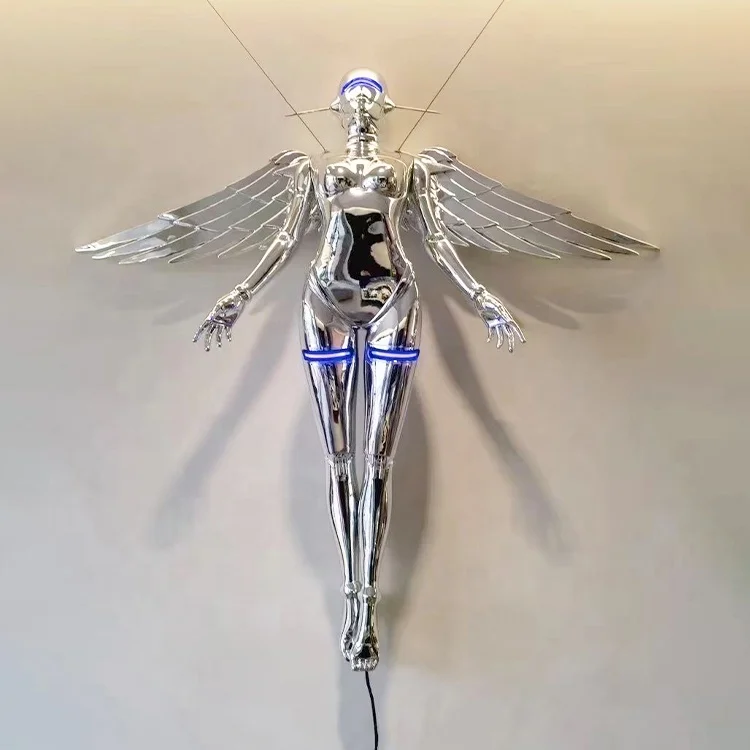 Custom Sexy Robot Sculpture Resin Statue Life-Size Fiberglass Luminous Robot Hajime Sorayama Sculpture Lighting Props Sculpture