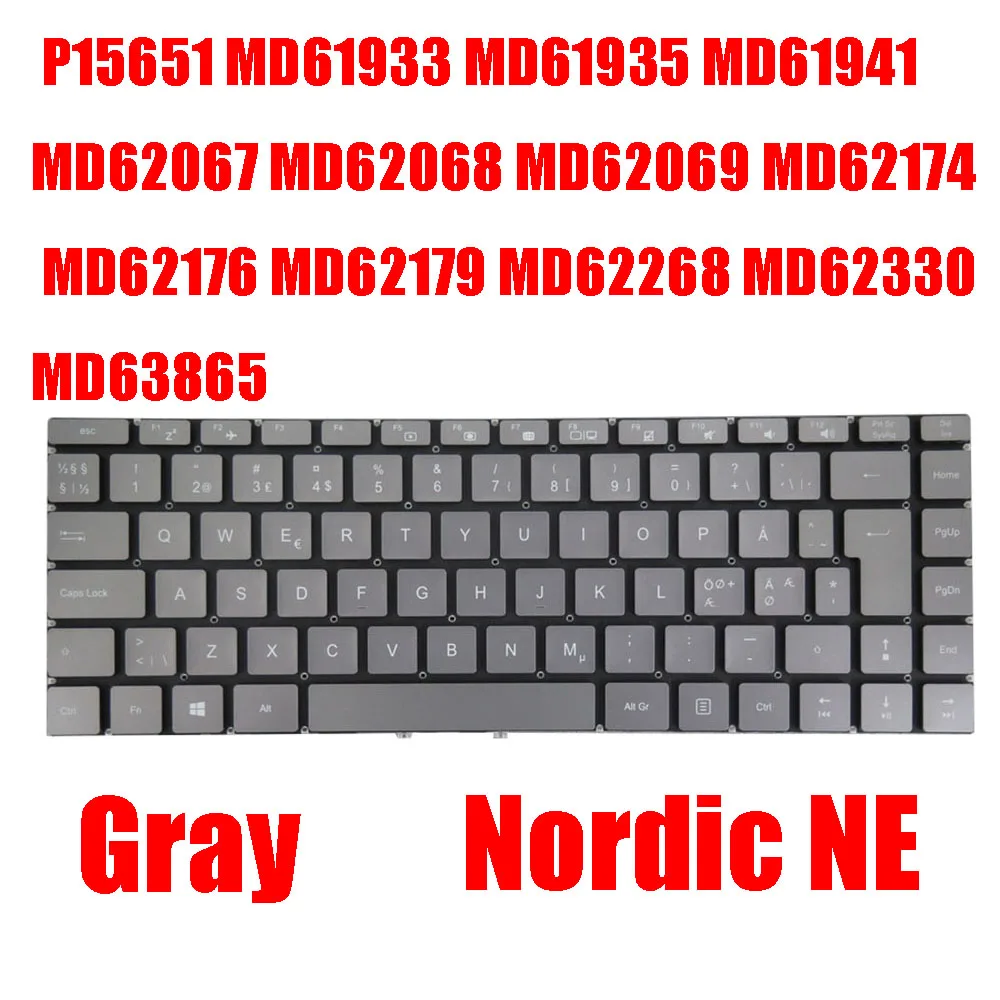 Nordic Keyboard For MEDION AKOYA P15651 MD61933 MD61935 MD61941 MD62067 MD62068 MD62069 MD62174 MD62176 MD62179 MD62268 MD62330