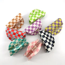 3.15inch Colorful Checkered Rectangle Hair Claw Clips For Women Girls Fashion Hair Clips For Styling Claw Clamps