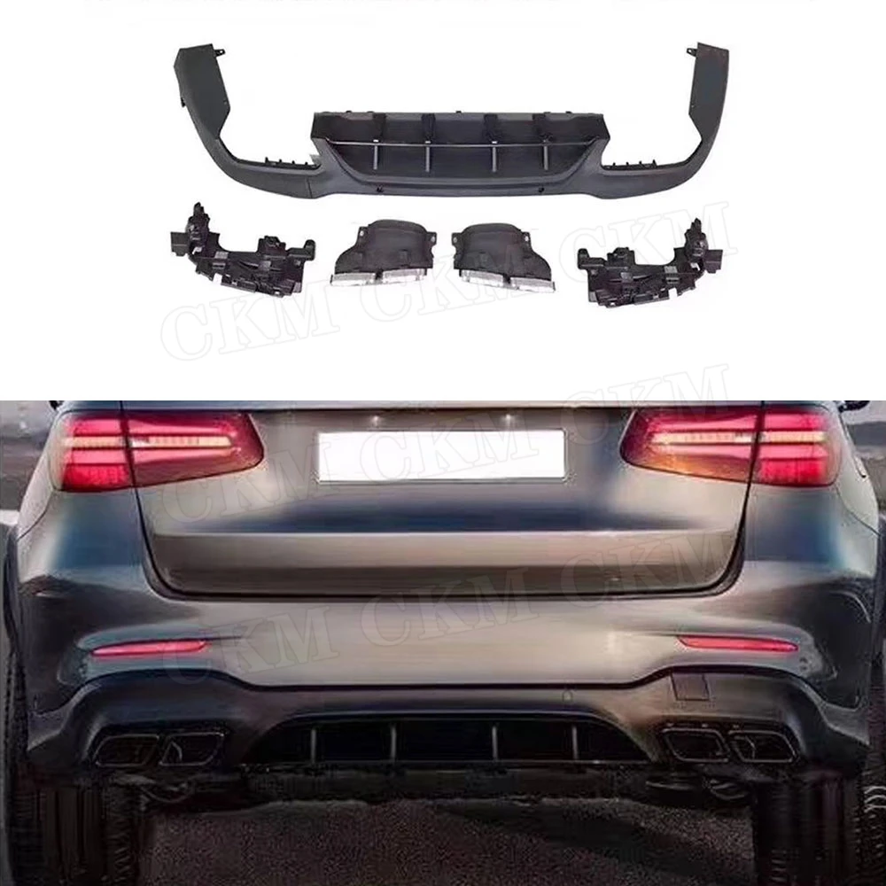 

PP Material Rear Bumper Lip Diffuser with Exhaust Tips for Mercedes Benz GLC X253 Sport GLC 300 GLC250 GLC43 2017-2019