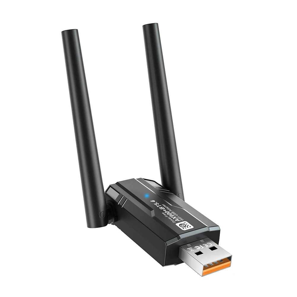 Carte réseau sans fil sans pilote, compatible Bluetooth 5.4, USB, WiFi, dongle, touristes, bande 2.4G et 5GHz pour ordinateur portable, Windows 10, 11