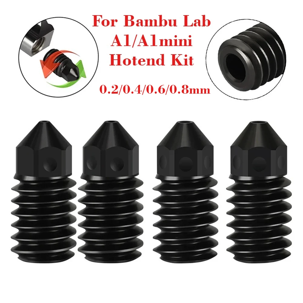 

5/10Pcs Nozzles For Bambu Lab A1/A1 Mini 0.2/0.4/0.6/0.8mm Hardened Steel Nozzle For A1/A1 Mini Upgrade Hotend Kit 3D Printer