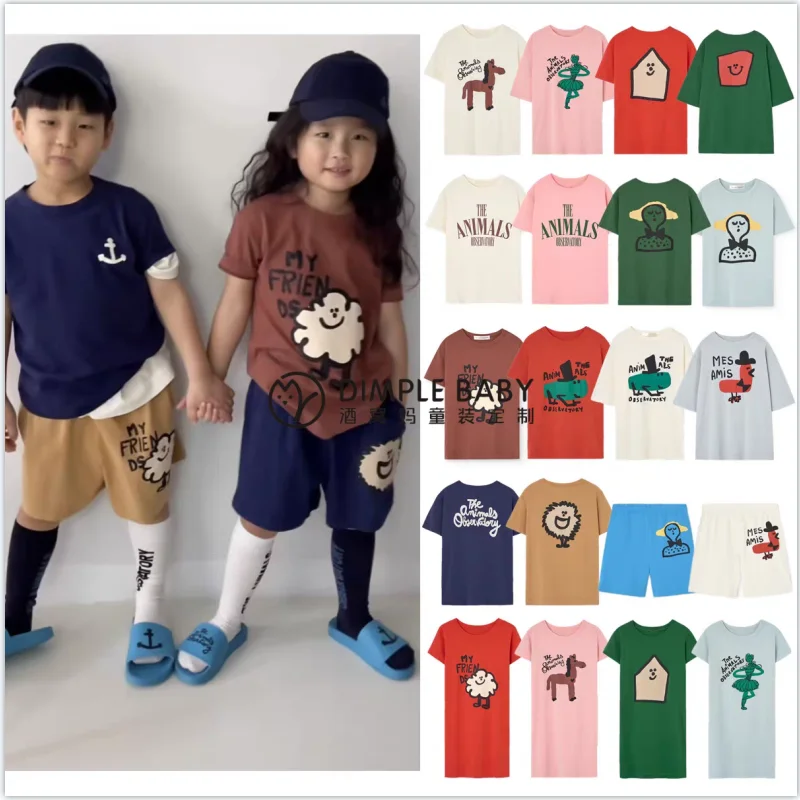

Kids' T-Shirt Top 2026 Summer New Cartoon Fashion Casual Boys' Girls' Short-Sleeve Shorts Set Cotton Printed Cute Girls' Dress
