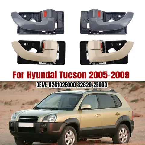 Grey Gray Left Right Inside Inner Interior Door Handles for 2005 2006 2007 2008 2009 Hyundai Tucson 826102E000,82620-2E000 New