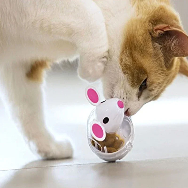 

Food Leakage Tumbler Feeder Treat Ball Cute Little Mouse Toys Interactive Toy for Cat Food Slow Feeding Pet Toy Supplies