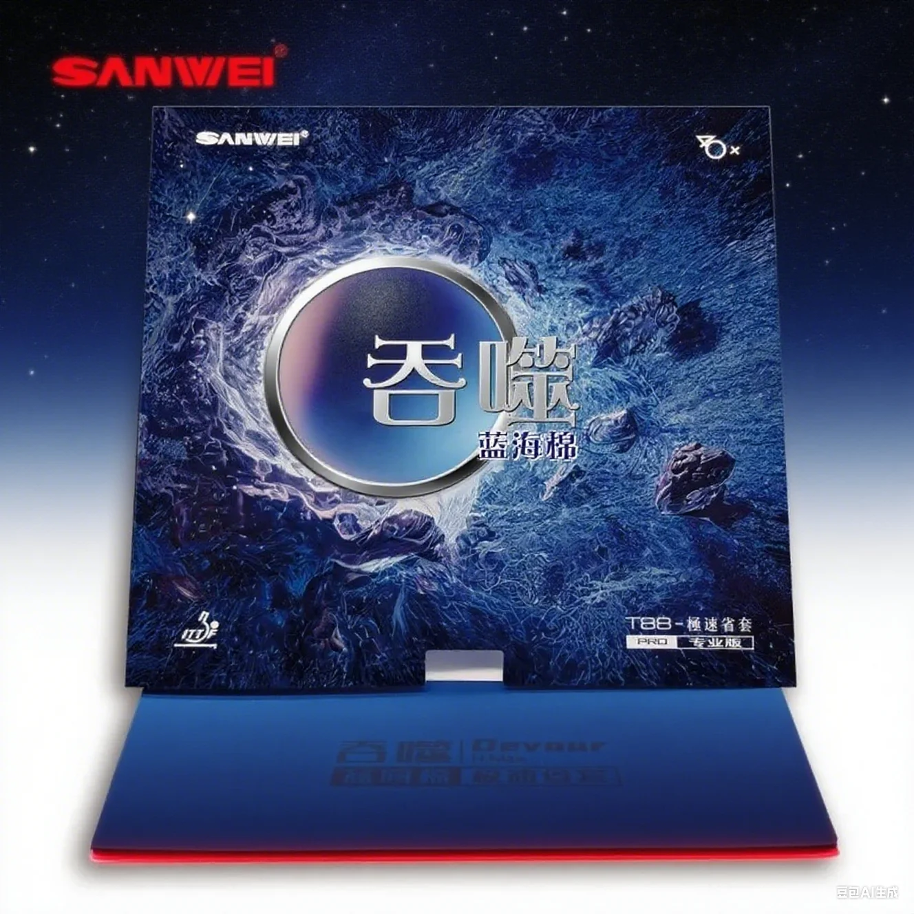 

SANWEI T88 Devouring Blue Sponge Table Tennis Rubber - Rapid Rotation Inverted Adhesive