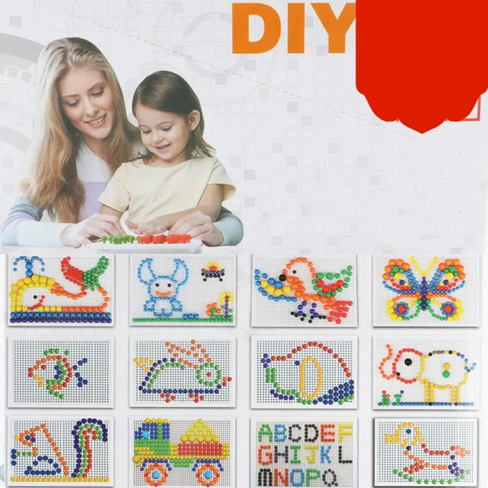 Paddenstoel Nagels Peg Puzzel Set Kids Pegboard Educatief Gebouw Bakstenen Diy Peg Puzzel Bord Speelgoed 3d Games Kinderen