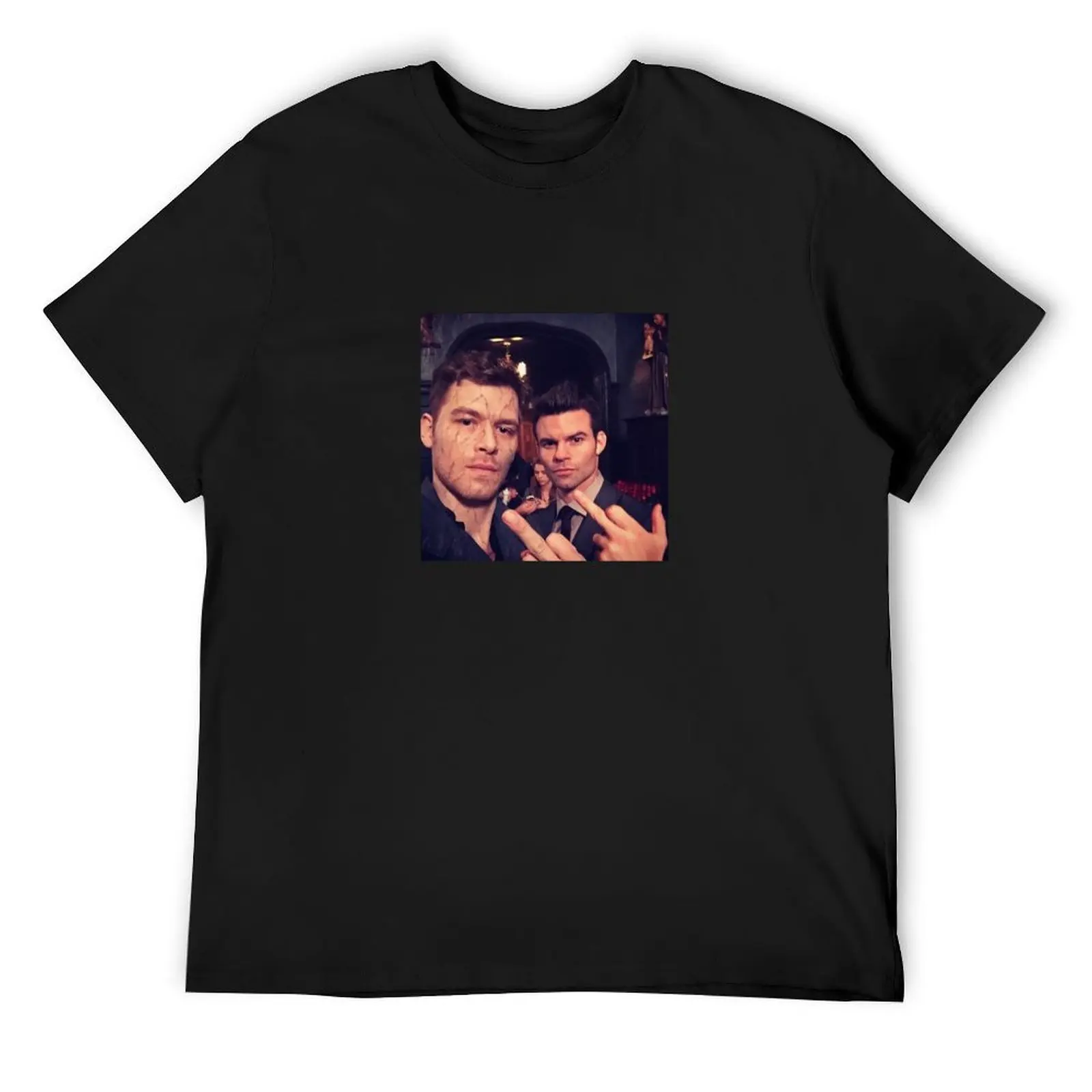 

Klaus and Elijah Mikaelson T-Shirt Short sleeve tee blue lock blacks custom shirt mens vintage t shirts