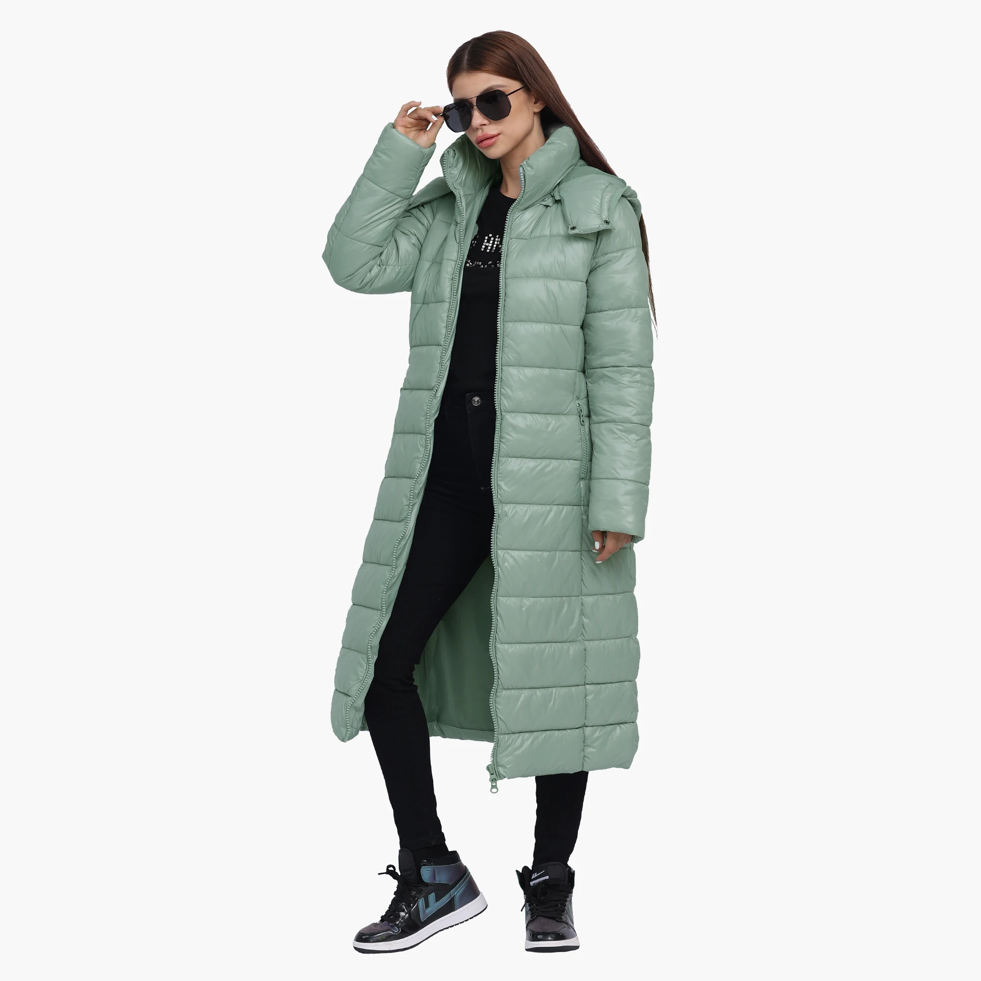 SANTELON Women Winter Thick Warm Extra Long Parka Over Knee Puffer Jacket Coat With Detachable Windproof Hood Fashion Outerwear