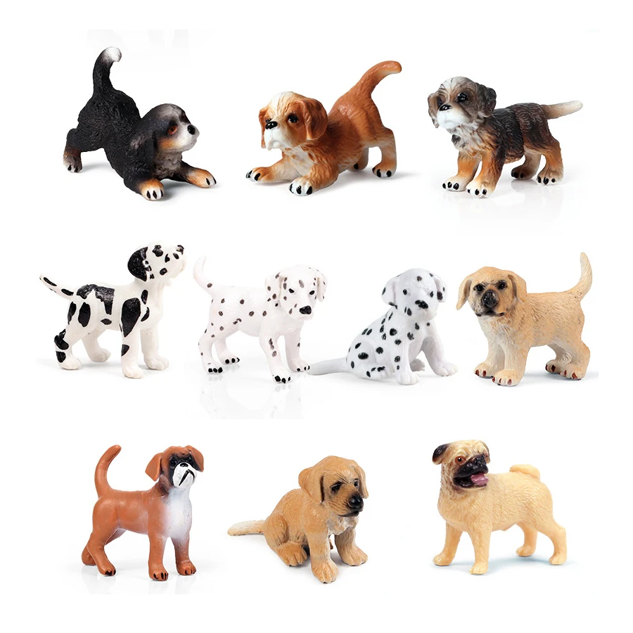 

10PCS Realistic Dog Animal Model Figurines Playset Boxer Golden Retriever Puppy Figures Dog Cake Toppers Christmas Birthday Gift