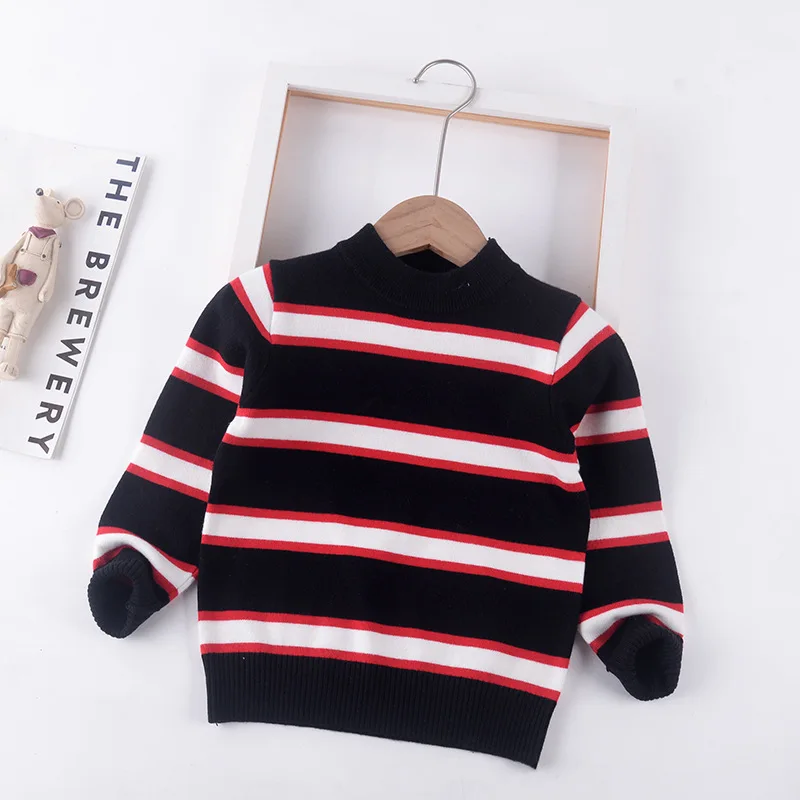 

Boys winter pullover Sweater Color blocking long sleeve Korean version wool sweater Round Neck sweater Cashmere knitted sweater