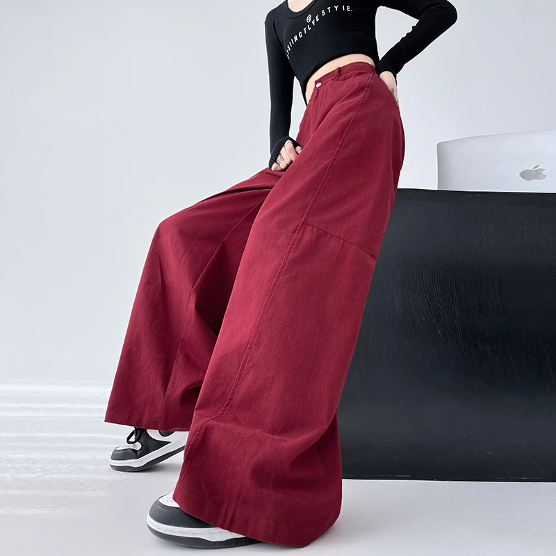 

Women's Spring Summer High-waisted Casual Trousers Elegant Pants Clothes New Waist Fall Woman Street Wear Korean Style Wide Shot