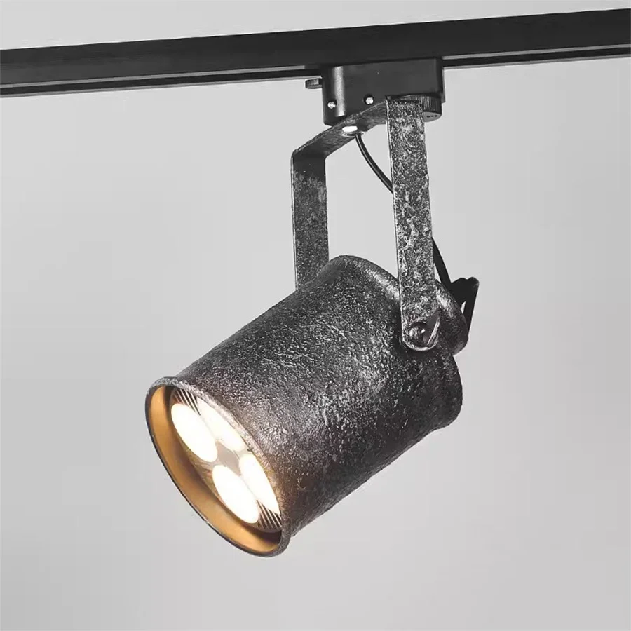 

E27 Retro LED Track Light Industrial Iron Rail Track Lamp Vintage LED Ceiling Spotlight For Clothing Shop Cafe Exhibition Decor