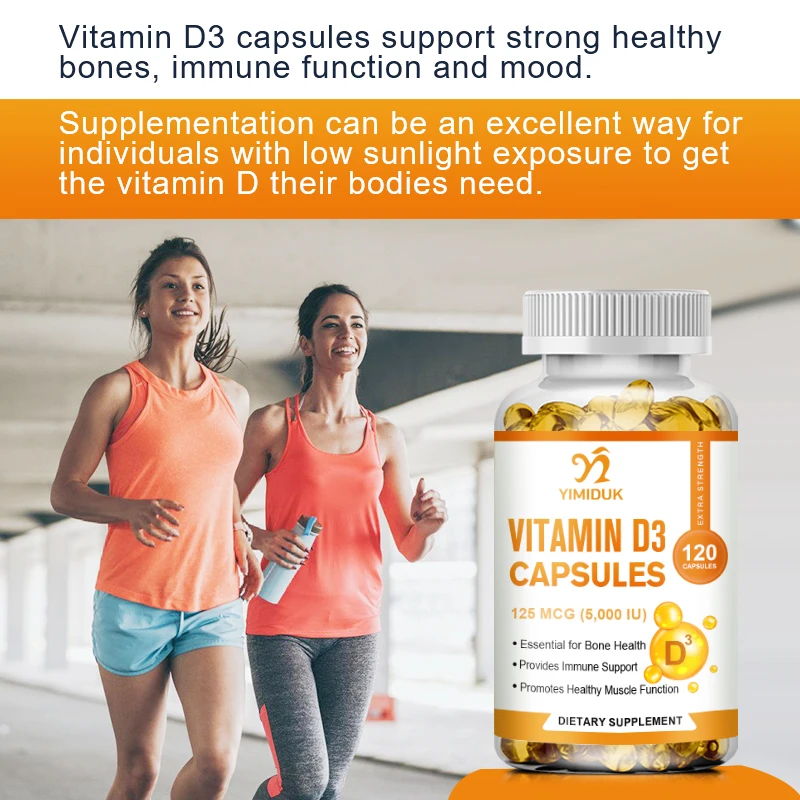 Vitamin D3 5000 IU 125 Mcg Vitamin D3 Capsules Healthy Muscle Function Helps Support Immune Health Strong Bones and Teeth