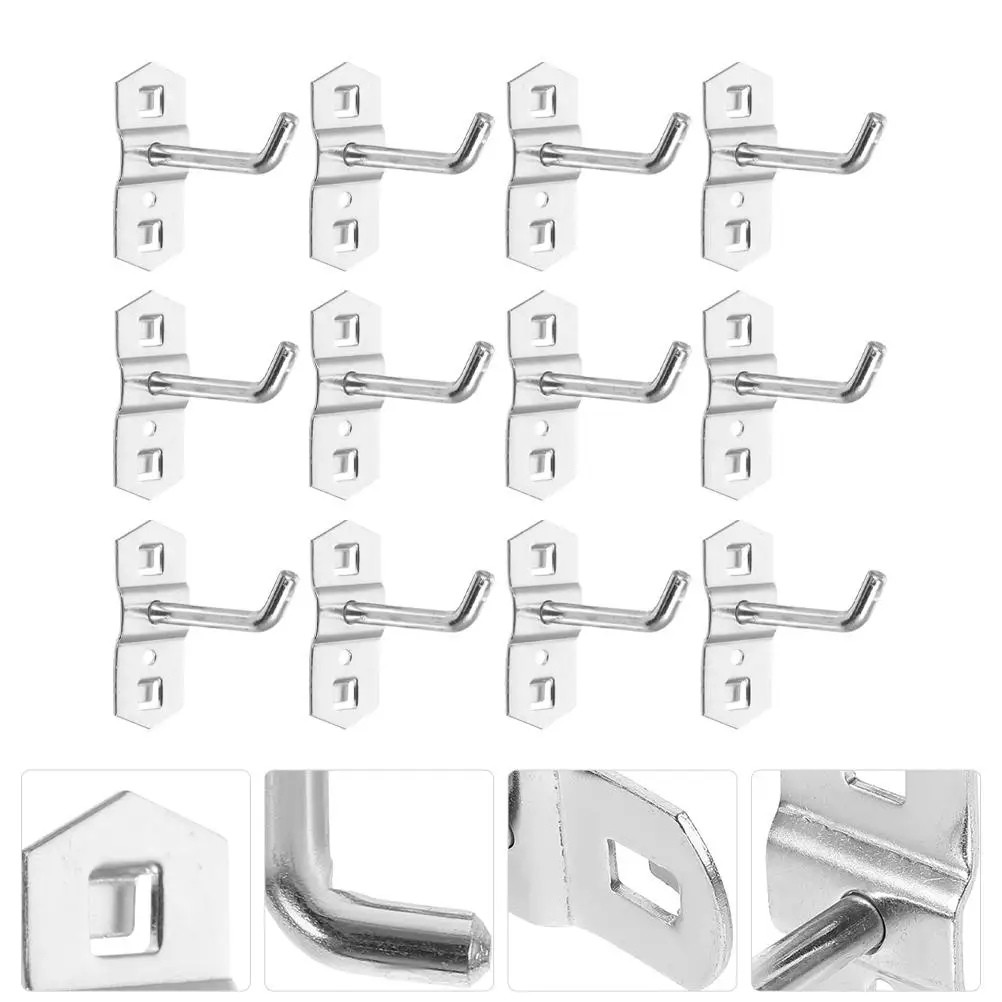 12Pcs Single Diagonal Hooks Metal Heavy Duty Pegboard Accessories Storage Organizer 25x6 Hanging Sturdy Practical