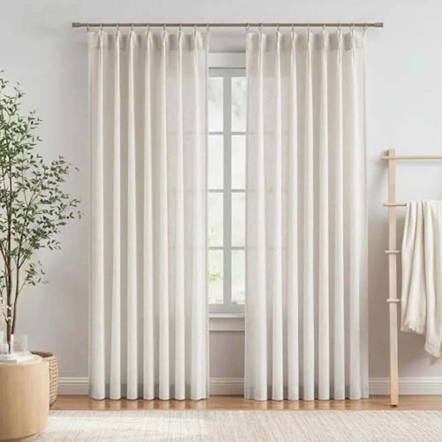 

Плиссированные полупрозрачные шторы из смесовой ткани Naal Ph Pleat, легкие, 95% хлопок, для гостиной и спальни, с капюшоном, 2 панели, 42 дюйма