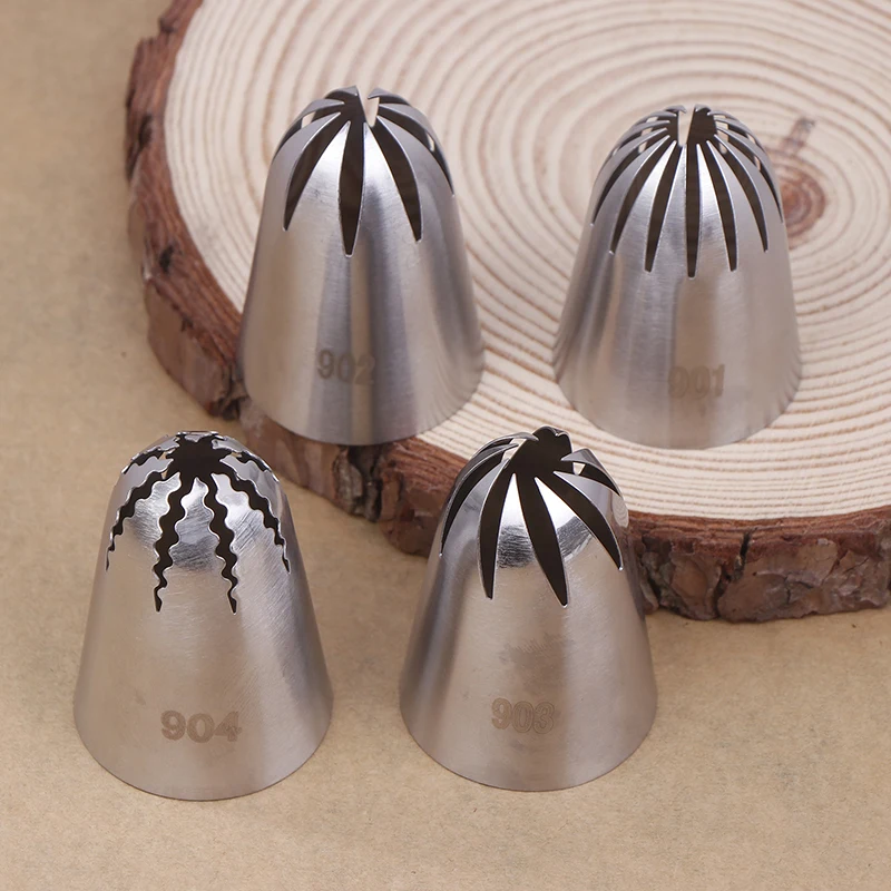 1/4pcs 901 902 903 904 Stainless Steel Large Size Close Star Piping Nozzle Cream Icing Tips Cake Fondant Kitchen Baking Tool