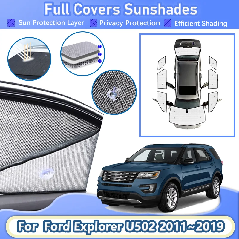 

Для Ford Explorer MK5 U502 2011 ~ 2019 автомобильный солнцезащитный козырек, полный козырек, выдвижная защита, теплоизоляция, автомобильные аксессуары