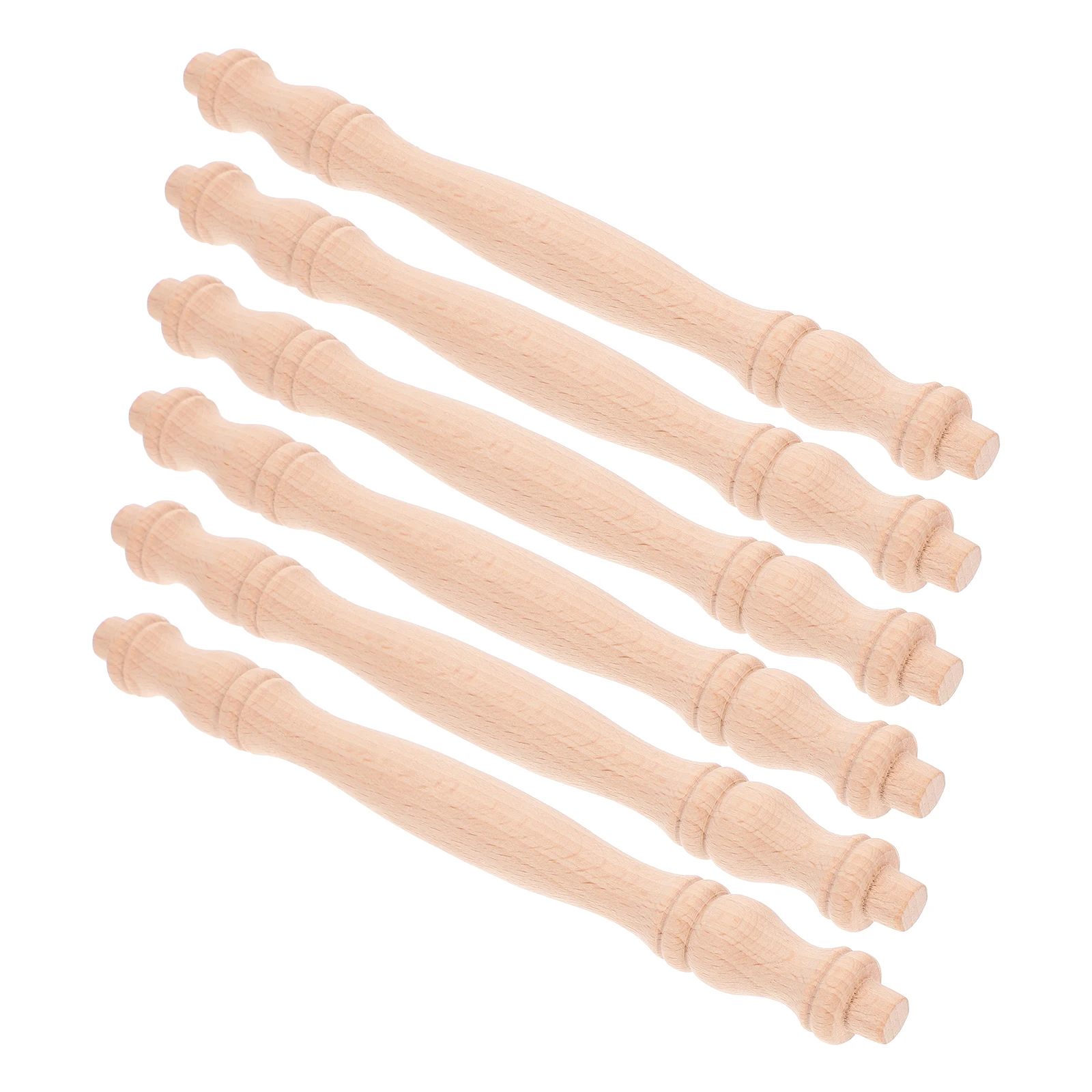

6 Pcs Solid Wood Gourd Columns for Furniture Deck Railing Table Legs Crafts Unfinished Wooden Spindles Staircase Indoor
