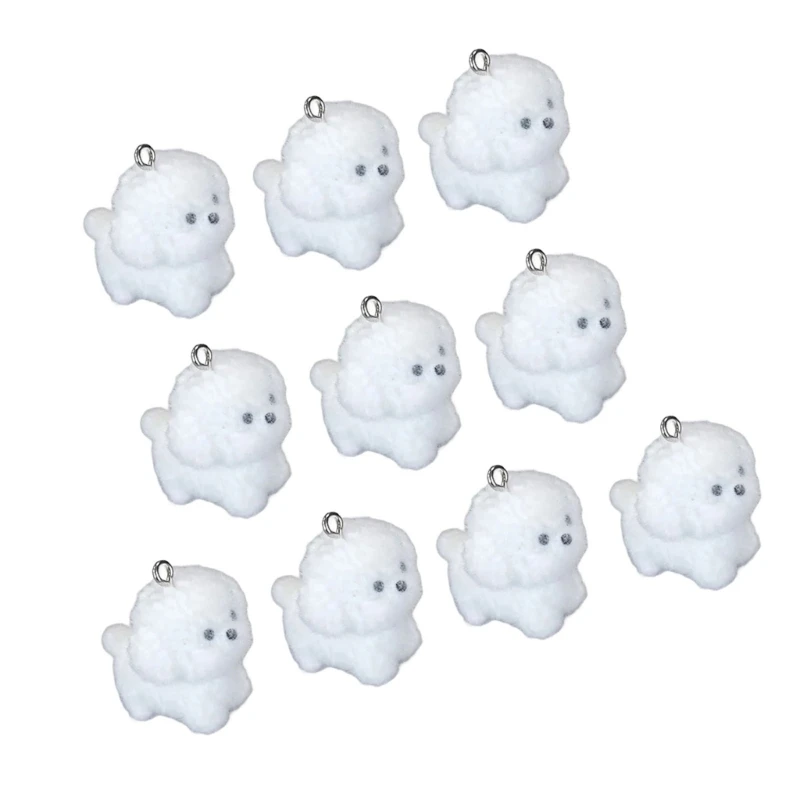 Adorable Flocking Puppy Dog Charm Trendy Resin Flocking Dog Shaped Pendant for Youthful Statement Pieces