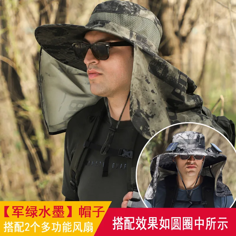 Caps Outdoor Fan Hat Versatile Rechargeable High Wind Power Sun Hat Large Eave Sun Hat Mountain Fisherman Hat Summer men's Hat