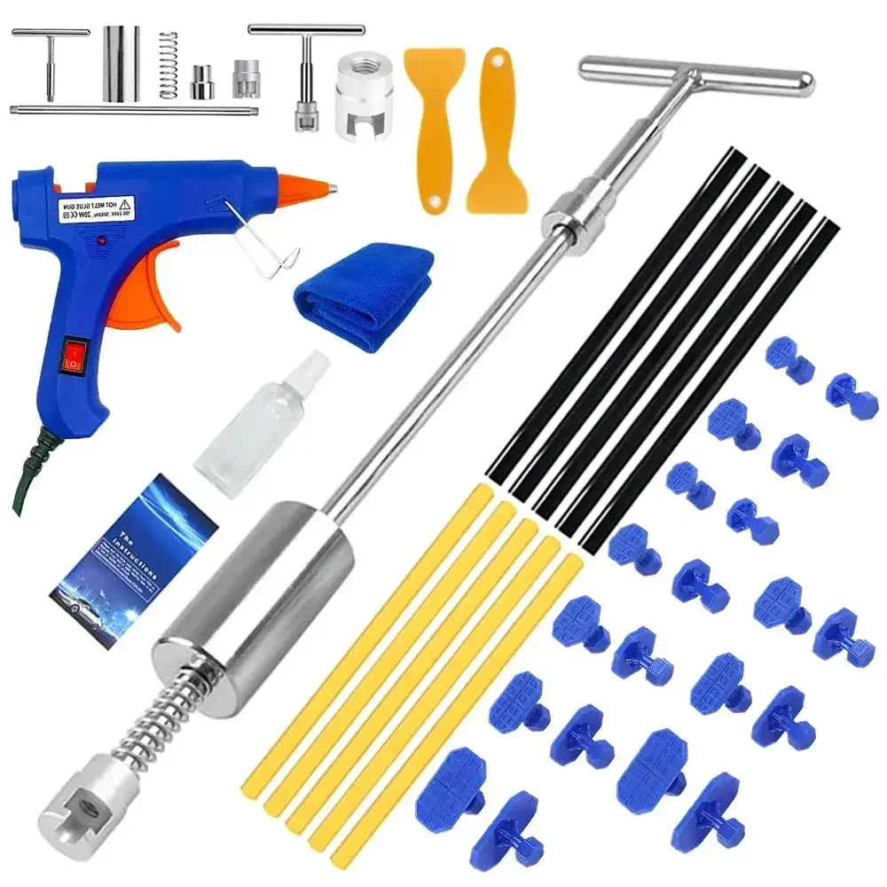 Carro Corpo Dent Extrator Repair Tools, Paintless Dent, Metal T Extrator, Kit de ventosa para Oficina Utomotive, Granizo Pit Mec