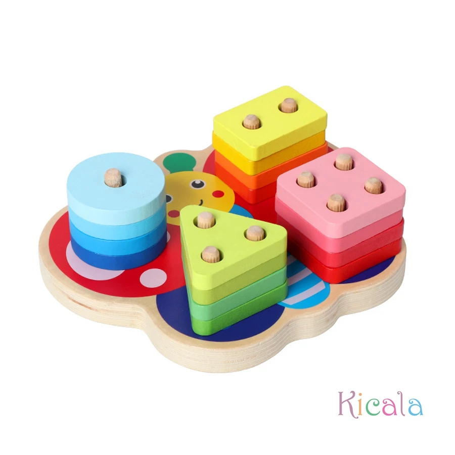 Montessori Spielzeug Holz Bausteine Frühen Lernen Pädagogisches Spielzeug Farbe Form Spiel Kinder Puzzle Spielzeug Für Kinder Jungen Mädchen