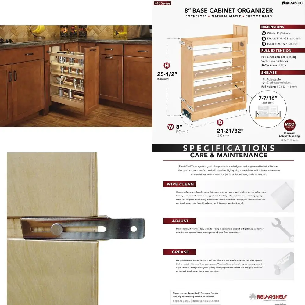 

Выдвижной деревянный органайзер на 8 секций для кухонных и ванных шкафов, выдвижная полка для специй/лекарств с функцией плавного закрывания