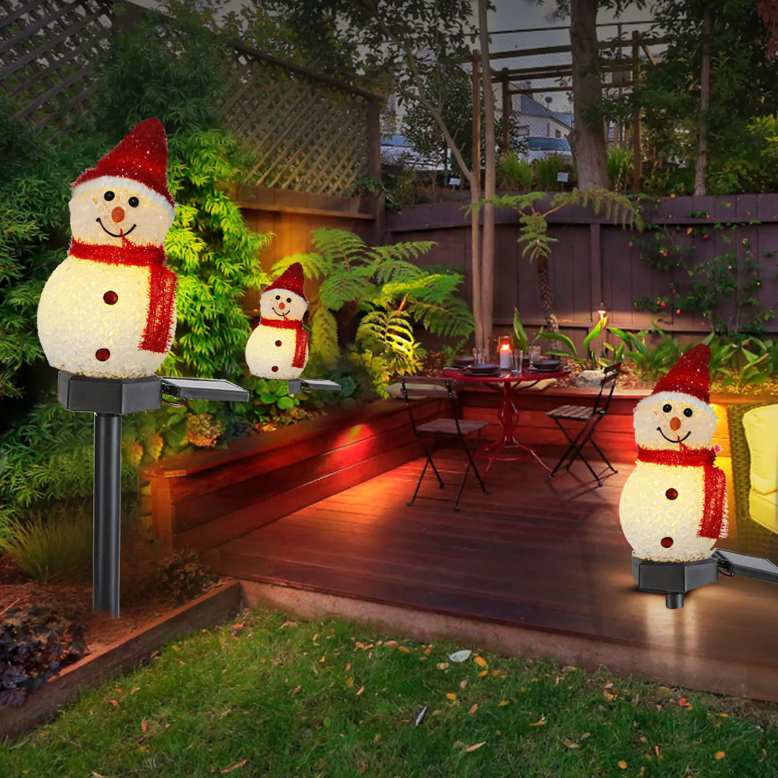 Christmas Decorations Light Solar Light Snowman Christmas Outdoor Solar Powered Stakes Light For Corridor Patio Lawn Decoration