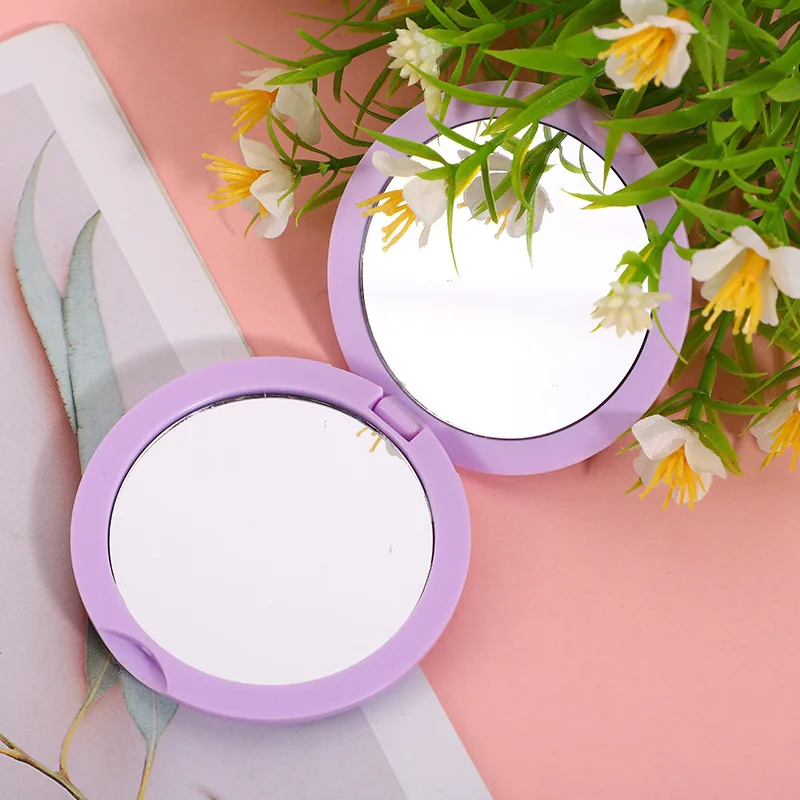 Espelhos de maquiagem mini bolso dobrável para meninas e mulheres, viajando portátil redondo bolso vaidade espelho, styling acessórios, 4 cores