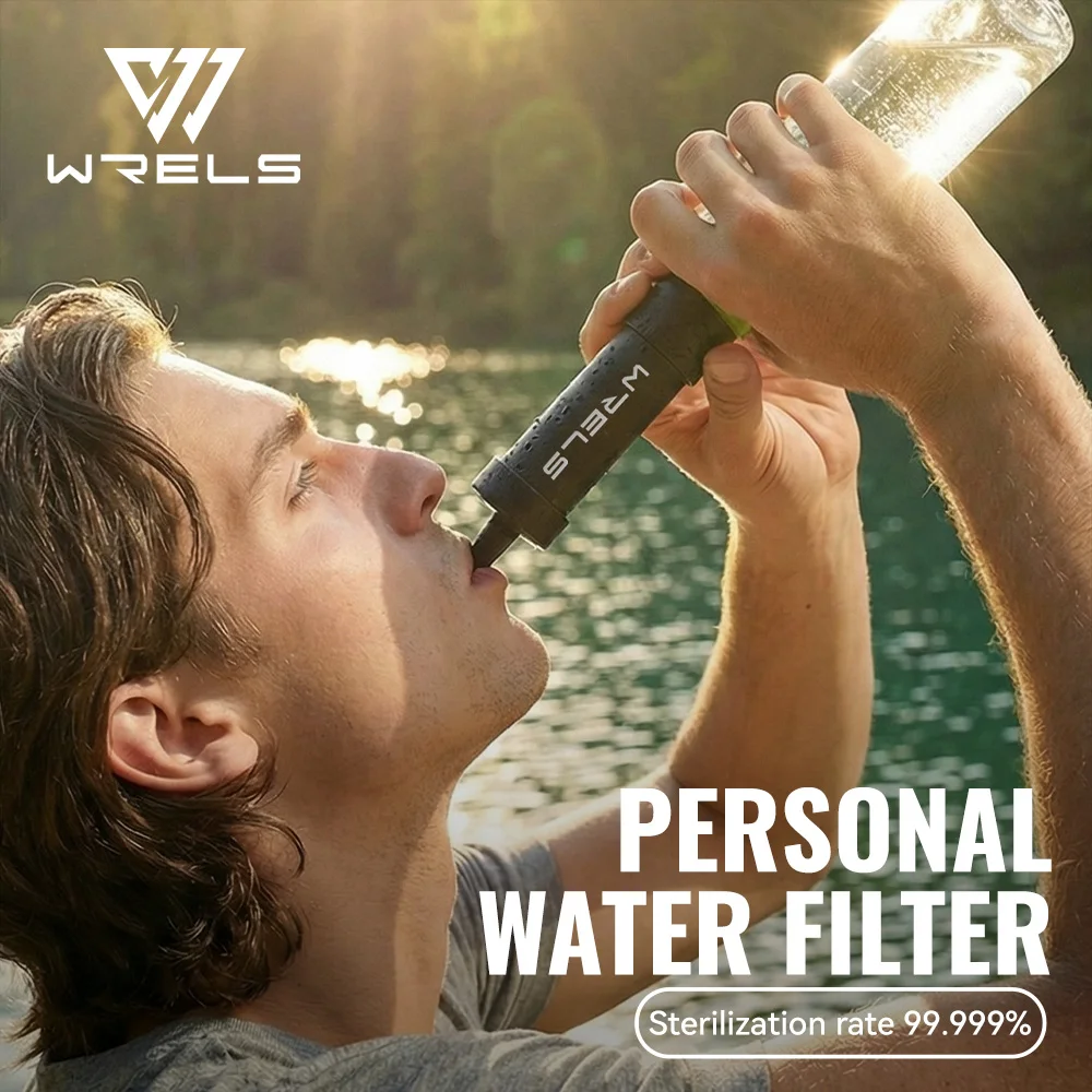 WERLS Hiking Personal Mini Water Filter Straw Portable Outdoor Water Purifier for Camping Backpacking Travel Emergency Survival