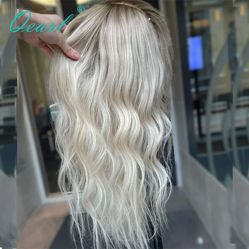 Human Women Hair Wigs Loose Body Wave Ombre Ash Blonde 13x6 Lace Frontal Wig Sale Icy White Shadow Lace Wig 180% Glueless Qearl